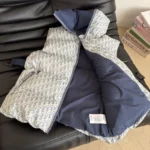 Dior Women DiorAlps Belted Puffer Vest Blue and White Dior Oblique Quilted Technical Taffeta