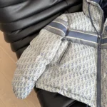 Dior Women DiorAlps Cropped Puffer Jacket with Hood Blue and White Dior Oblique Quilted Technical Taffeta