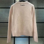 Dior Women Embroidered Sweater Cashmere Knit with Pink Dior Astral Flowers Motif