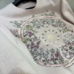 Dior Women Embroidered Sweater Cashmere Knit with Pink Dior Astral Flowers Motif