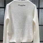 Dior Women Embroidered Sweater Ecru Cashmere Knit with Blue Dior Night of Dreams Motif