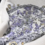 Dior Women Embroidered Sweater Ecru Cashmere Knit with Blue Dior Night of Dreams Motif