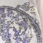 Dior Women Embroidered Sweater Ecru Cashmere Knit with Blue Dior Night of Dreams Motif
