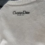 Dior Women Embroidered Sweater Ecru Cashmere Knit with Blue Dior Night of Dreams Motif