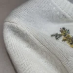 Dior Women Embroidered Sweater White Cashmere Knit with Multicolor Dior Astral Flowers Motif