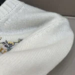 Dior Women Embroidered Sweater White Cashmere Knit with Multicolor Dior Astral Flowers Motif
