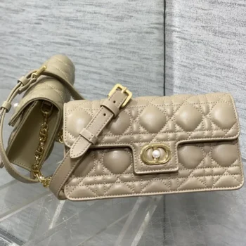 Dior Women Jolie Mini Bag Latte Cannage Lambskin S3117UNJB