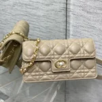 Dior Women Jolie Mini Bag Powder Beige Cannage Lambskin S3117UNJB