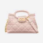Dior Women Jolie Top Handle Mini Bag Powder Pink Cannage Lambskin