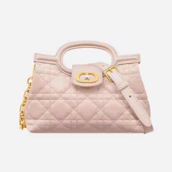 Dior Women Jolie Top Handle Mini Bag Powder Pink Cannage Lambskin