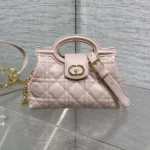 Dior Women Jolie Top Handle Mini Bag Powder Pink Cannage Lambskin