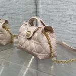 Dior Women Jolie Top Handle Mini Bag Powder Pink Cannage Lambskin