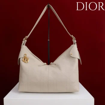 Dior Women Large Dior Voyage Bag Powder Beige Flat Macrocannage Grained Calfskin