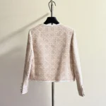 Dior Women Macrocannage Cropped Jacket Peach Blossom Pink Cotton-Blend Tweed