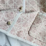 Dior Women Macrocannage Cropped Jacket Peach Blossom Pink Cotton-Blend Tweed