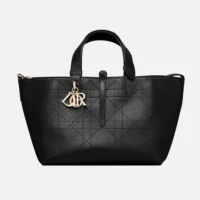 Dior Women Medium Dior Toujours Bag Black Flat Macrocannage Calfskin
