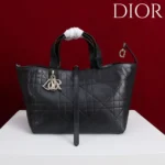 Dior Women Medium Dior Toujours Bag Black Flat Macrocannage Calfskin