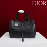 Dior Women Medium Dior Toujours Bag Black Flat Macrocannage Calfskin