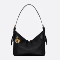 Dior Women Medium Dior Voyage Bag Black Flat Macrocannage Grained Calfskin