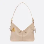 Dior Women Medium Dior Voyage Bag Powder Beige Flat Macrocannage Grained Calfskin