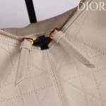 Dior Women Medium Dior Voyage Bag Powder Beige Flat Macrocannage Grained Calfskin