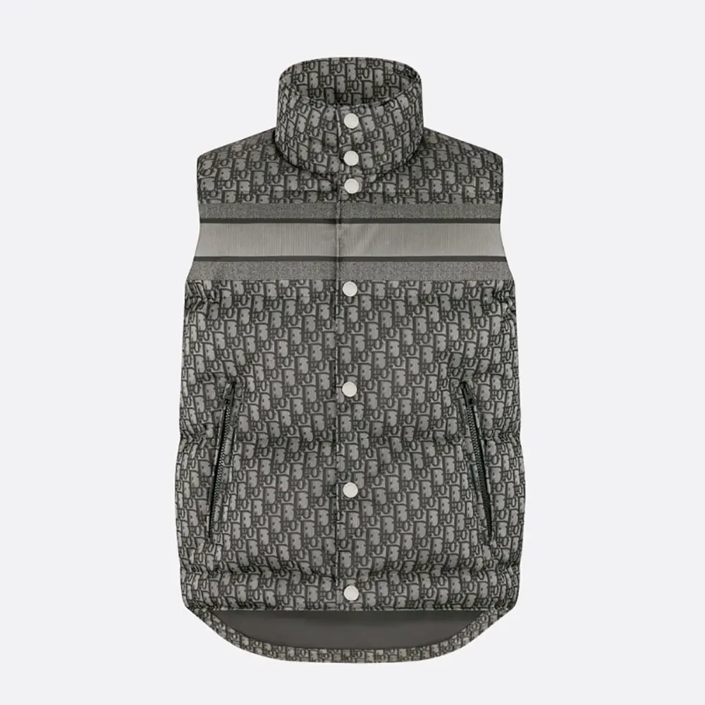 Dior Women Oblique Down Vest Black Cotton-Blend Jacquard (1) Dior Women Oblique Down Vest Black Cotton-Blend Jacquard