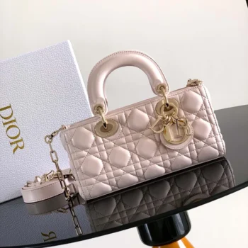 Dior Women Small Lady D-Joy Bag Powder Pink Cannage Lambskin