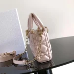 Dior Women Small Lady D-Joy Bag Powder Pink Cannage Lambskin