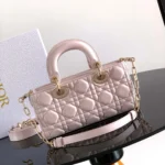 Dior Women Small Lady D-Joy Bag Powder Pink Cannage Lambskin