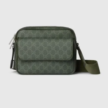 Gucci Men GG Monogram Small Crossbody Bag Forest Green GG Fabric