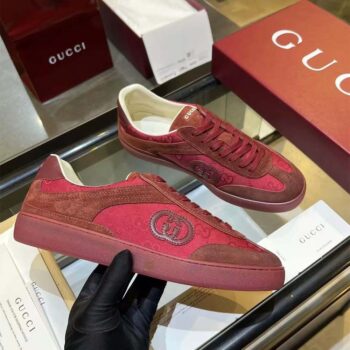 Gucci Unisex G75 Sneaker with Interlocking G Logo-Maroon 813686
