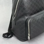 Gucci Unisex GG Emblem Mini Backpack With Signature Leather-Black