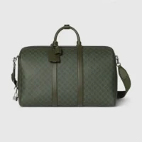 Gucci Unisex GG Monogram Large Duffle Bag Forest Green GG Fabric