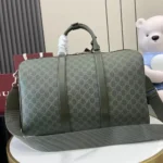 Gucci Unisex GG Monogram Large Duffle Bag Forest Green GG Fabric
