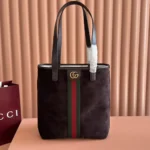 Gucci Unisex Ophidia Medium Tote Bag Dark Brown Suede 834465AAE1D