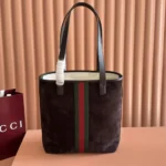 Gucci Unisex Ophidia Medium Tote Bag Dark Brown Suede 834465AAE1D