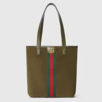 Gucci Unisex Ophidia Medium Tote Bag Dark Green Suede ‎834465AAE1D