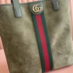 Gucci Unisex Ophidia Medium Tote Bag Dark Green Suede ‎834465AAE1D