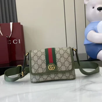 Gucci Unisex Ophidia Mini Bag Beige And Dark Brown Fabric ‎838599FAEOF