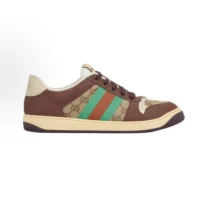 Gucci Unisex Screener Sneaker Variation Beige and Dark Brown GG Canvas