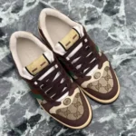 Gucci Unisex Screener Sneaker Variation Beige and Dark Brown GG Canvas