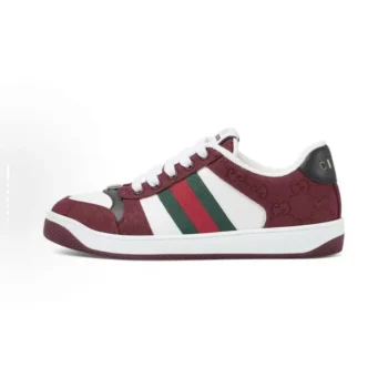 Gucci Unisex Screener Sneaker Variation Beige and Maroon GG Canvas