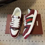 Gucci Unisex Screener Sneaker Variation Beige and Maroon GG Canvas