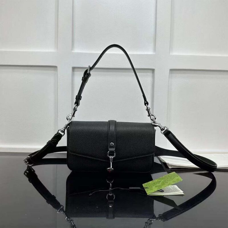 Gucci Unisex Small Crossbody Bag With Hook Closure-Black