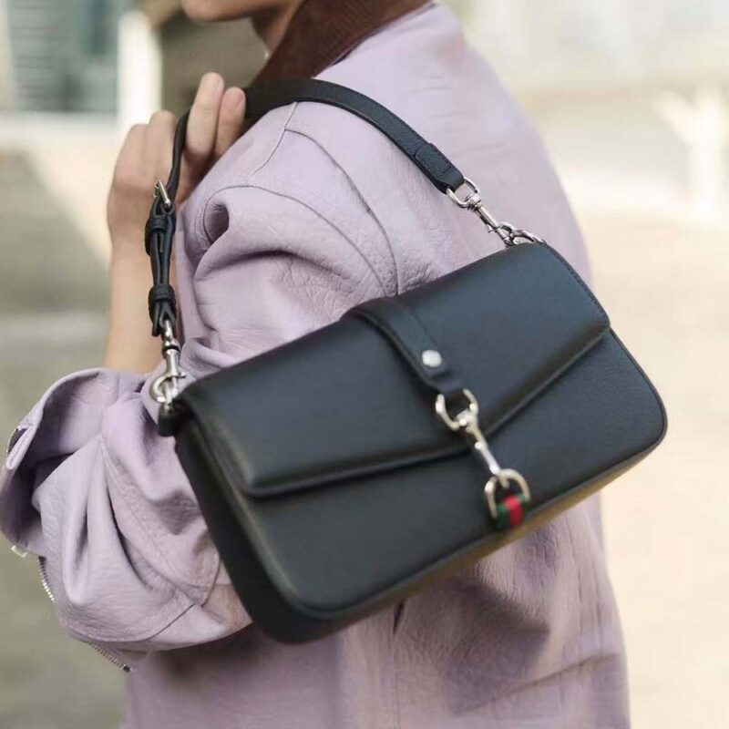 Gucci Unisex Small Crossbody Bag With Hook Closure-Black