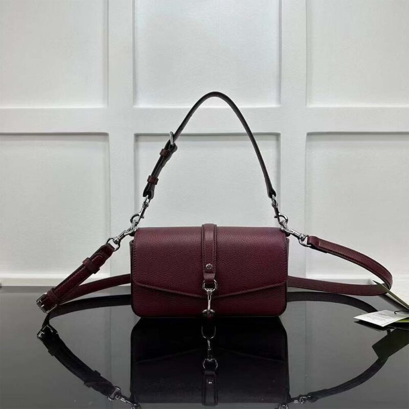 Gucci Unisex Small Crossbody Bag With Hook Closure-Maroon