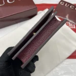 Gucci Women Bi-Color Gg Marmont Small Wallet Beige And Rosso Ancora Leather