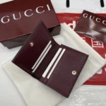 Gucci Women Bi-Color Gg Marmont Small Wallet Beige And Rosso Ancora Leather