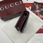 Gucci Women Bi-Color Gg Marmont Small Wallet Beige And Rosso Ancora Leather