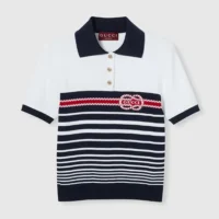 Gucci Women Cotton Stitch Polo Top with Intarsia ‎835916XKEVH